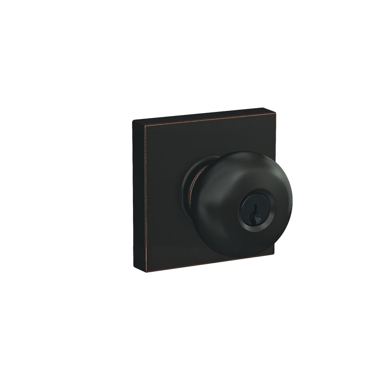 Schlage F51APLY716COL aged bronze keyed entry door knob