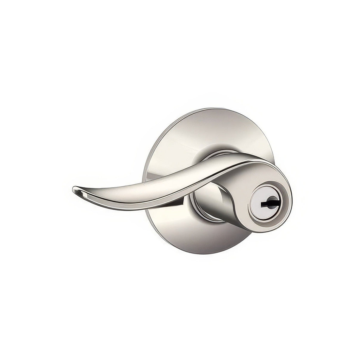 Schlage F51ASAC618 bright nickel keyed entry door lever