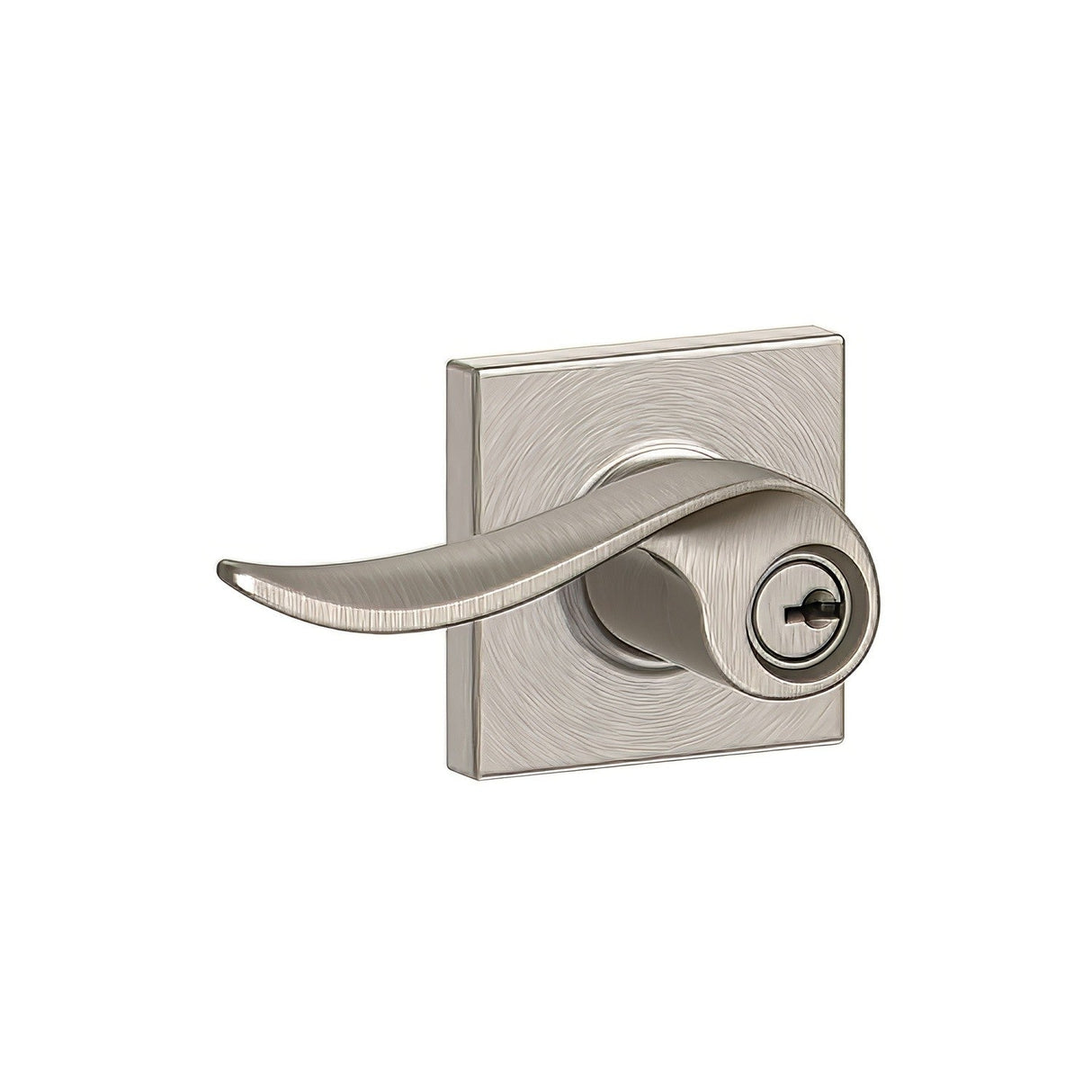 Schlage F51ASAC619COL Sacramento with Collins Rose Keyed Entry Door Lever Satin Nickel