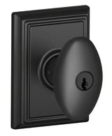 Schlage F51ASIE622ADD matte black keyed entry door knob