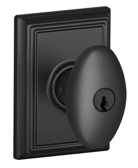 Schlage F51ASIE622ADD matte black keyed entry door knob