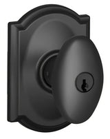 Schlage F51ASIE622CAM matte black keyed entry door knob