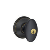 Schlage F51ASIE716 aged bronze keyed entry door knob
