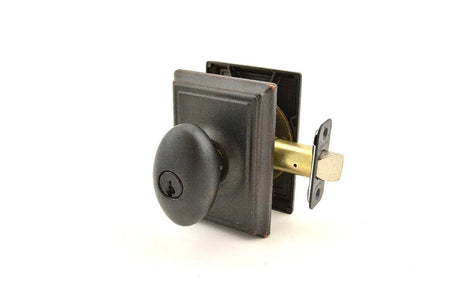 Schlage F51ASIE716ADD aged bronze keyed entry door knob