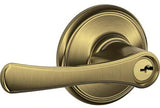 Schlage F51AVLA609 antique brass keyed entry door lever