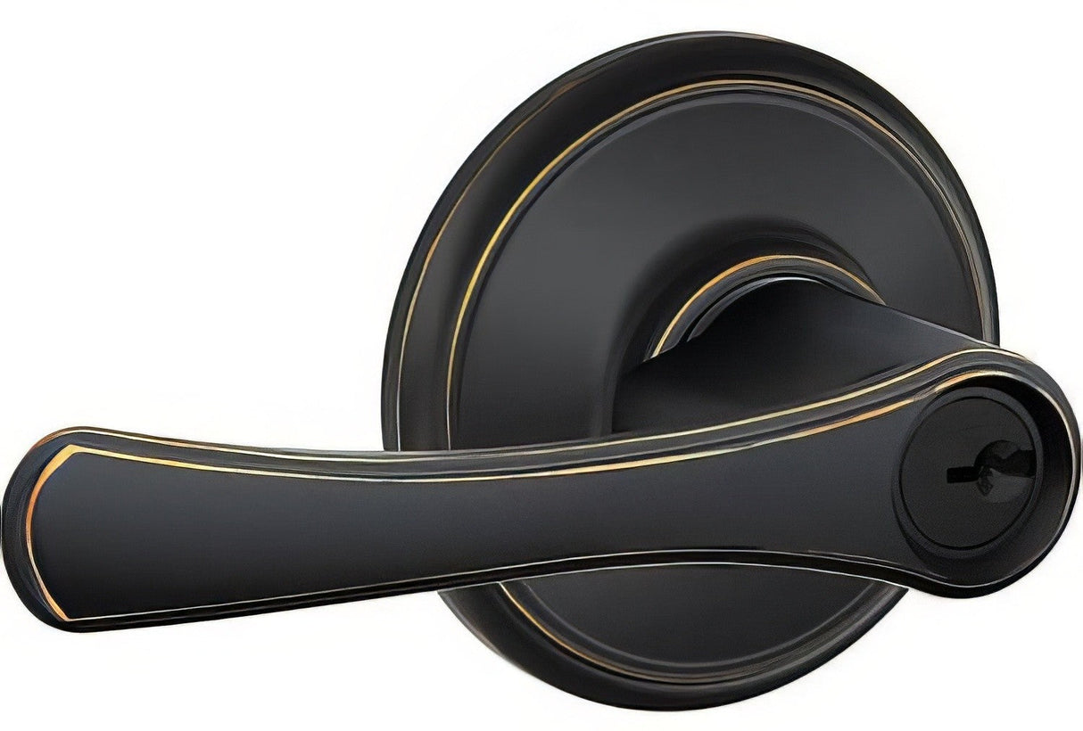 Schlage F51AVLA716 aged bronze keyed entry door lever