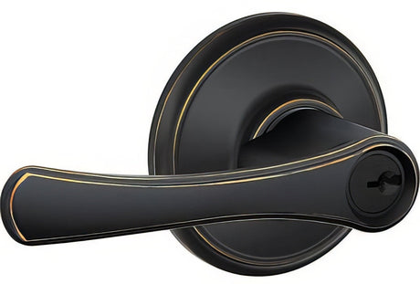 Schlage F51AVLA716 aged bronze keyed entry door lever