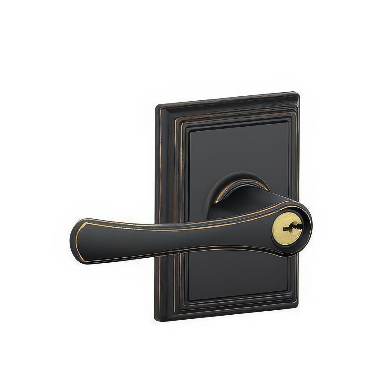 Schlage F51AVLA716ADD aged bronze keyed entry door lever