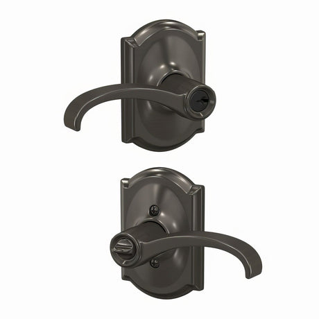 Schlage F51AWIT530CAM black stainless keyed entry door lever
