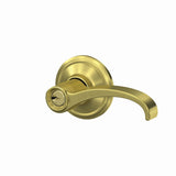 Schlage F51AWIT608ALD satin brass keyed entry door lever