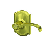 Schlage F51AWIT608CAM satin brass keyed entry door lever