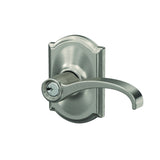 Schlage F51AWIT619CAM satin nickel keyed entry door lever