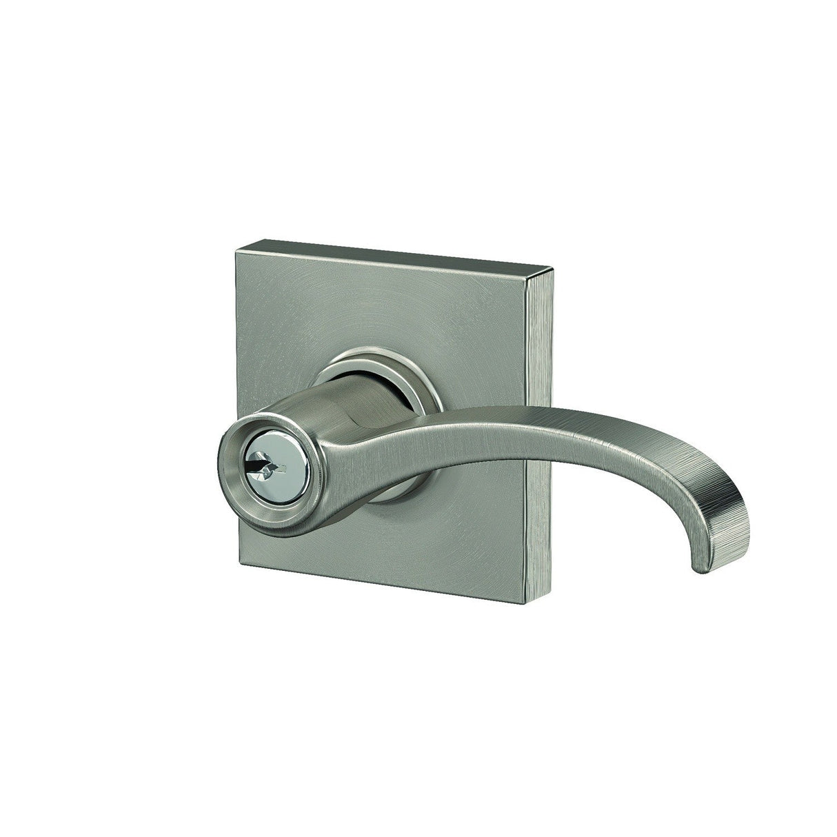 Schlage F51AWIT619COL satin nickel keyed entry door lever