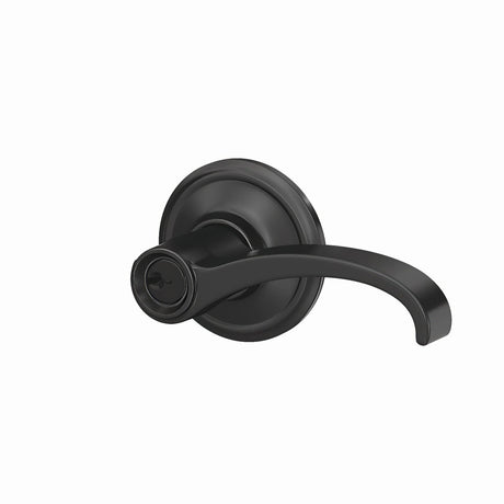 Schlage F51AWIT622ALD matte black keyed entry door lever