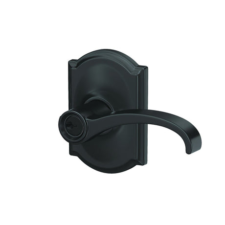 Schlage F51AWIT622CAM matte black keyed entry door lever