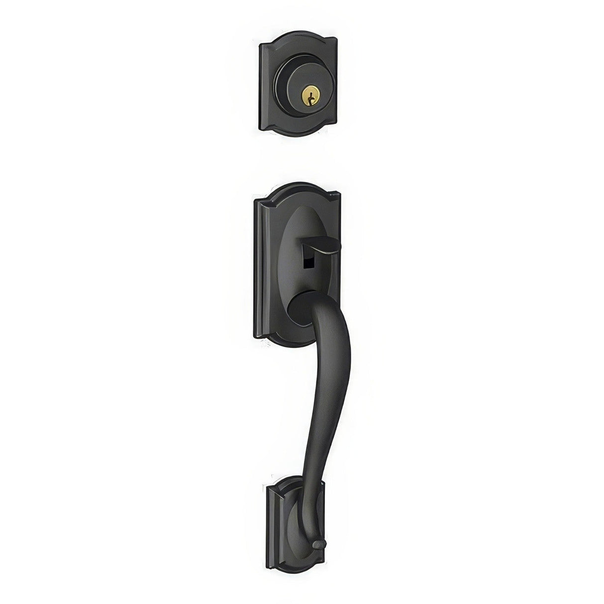 Schlage F58CAM622 matte black single cylinder handleset