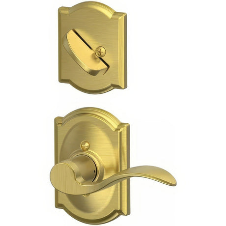 Schlage F59ACC608CAMLH satin brass interior trim pack