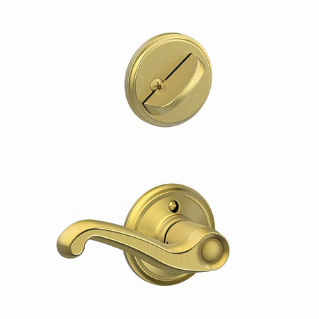 Schlage F59FLA608RH satin brass single cylinder trim pack