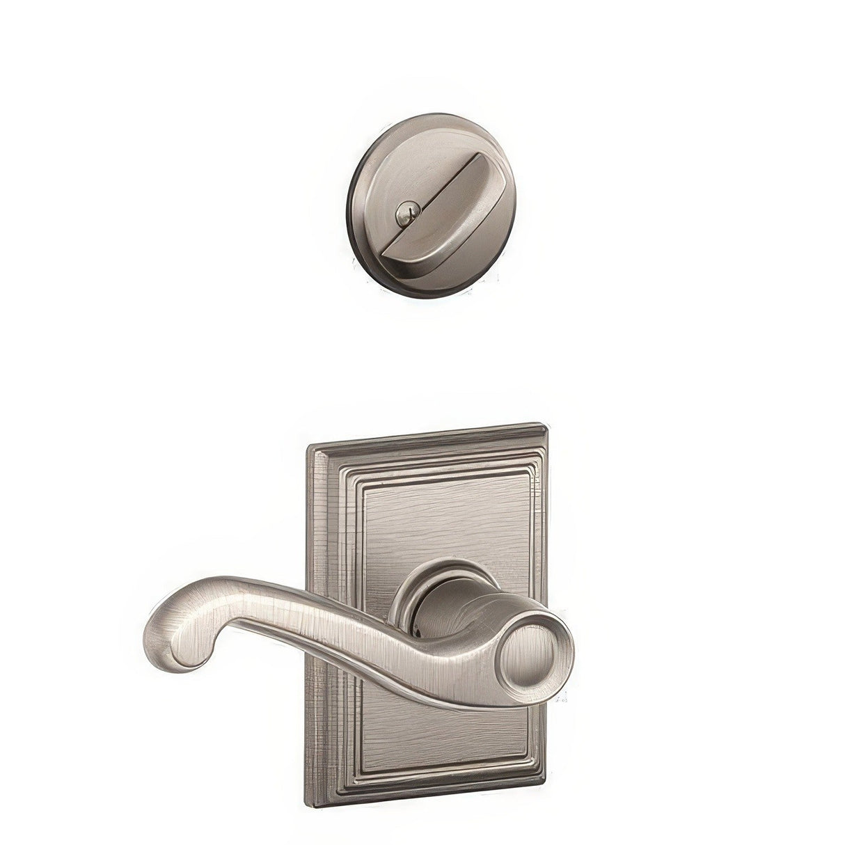 Schlage F59FLA619ADDRH satin nickel dummy interior pack