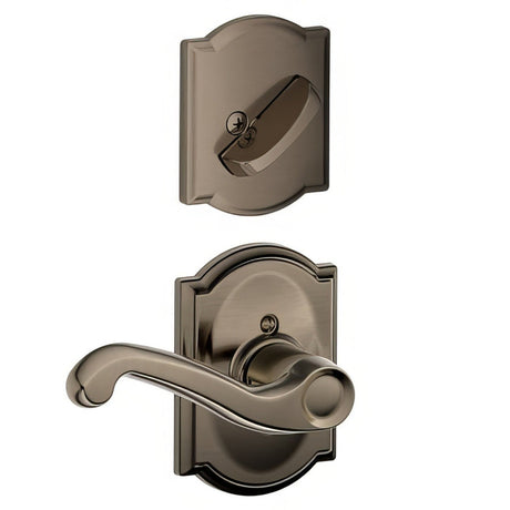 Schlage F59FLA620CAMRH antique pewter dummy interior pack