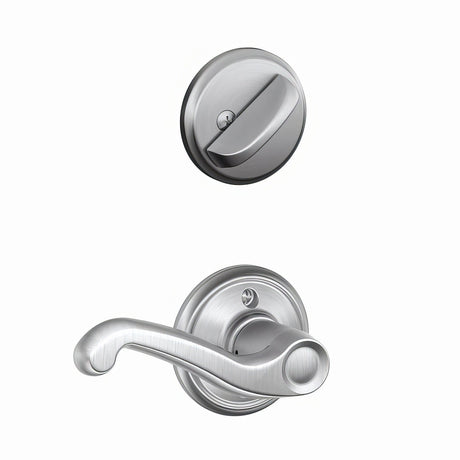 Schlage F59FLA626LH satin chrome single cylinder trim pack