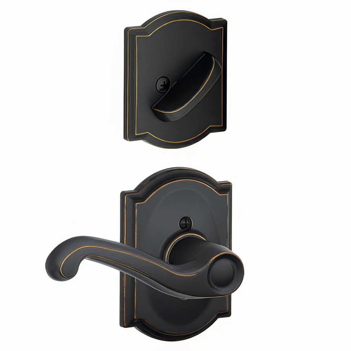 Schlage F59FLA716CAMRH aged bronze dummy interior pack