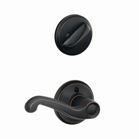 Schlage F59FLA716LH aged bronze single cylinder trim pack