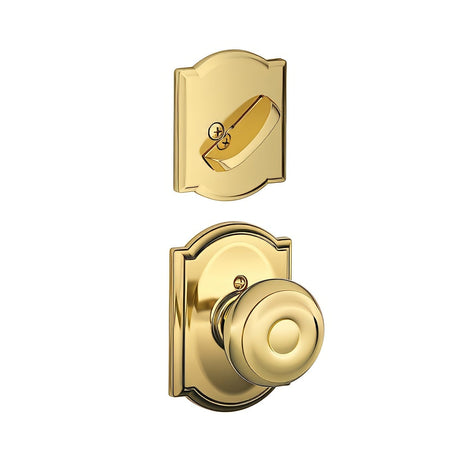 Schlage F59GEO605CAM polished brass dummy interior pack