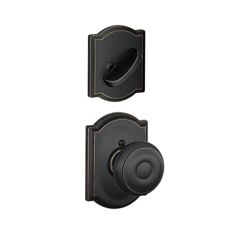 Schlage F59GEO716CAM aged bronze dummy interior pack