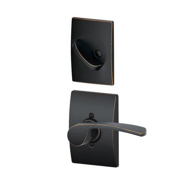 Schlage F59MER716CENLH aged bronze interior pack lever