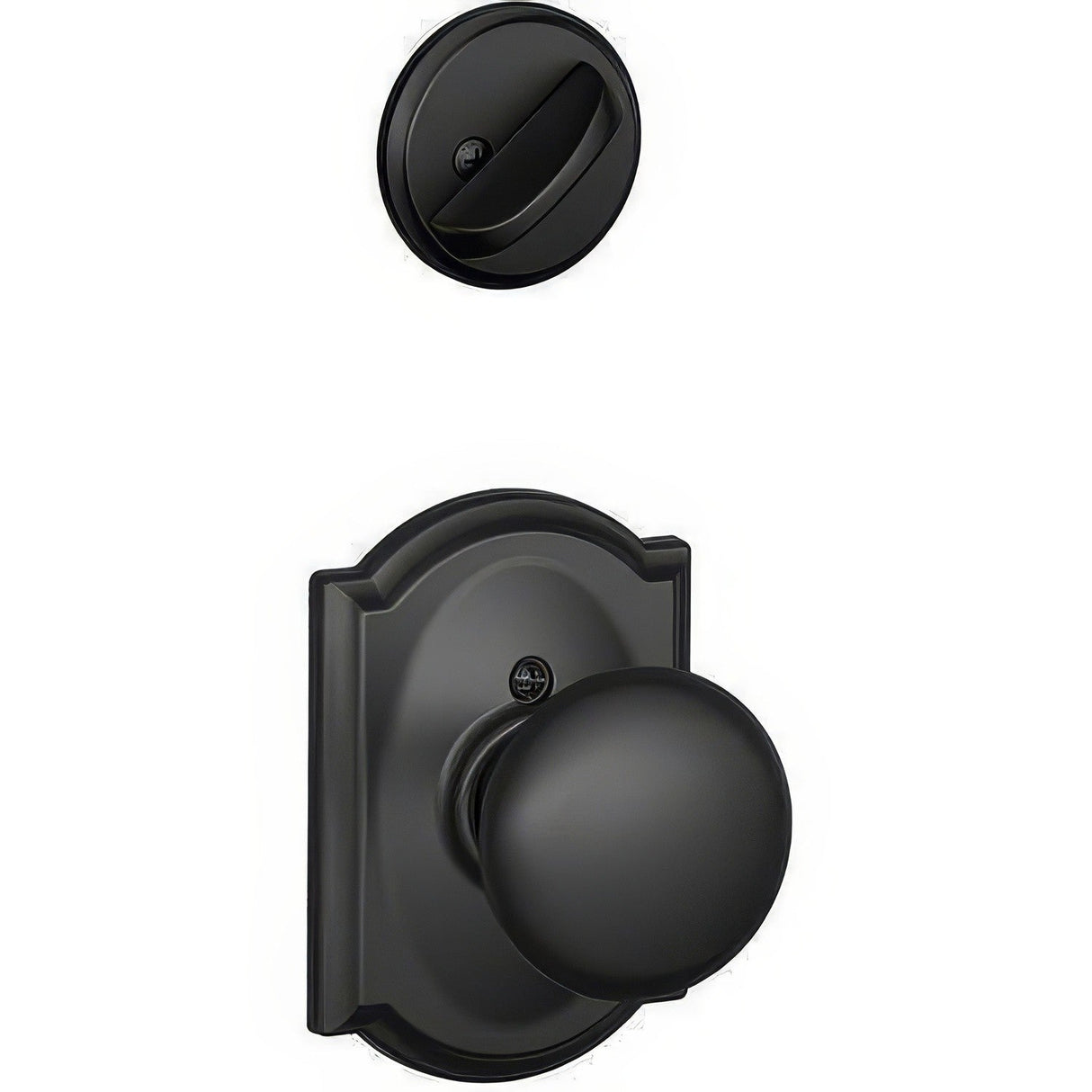Schlage F59PLY622CAM matte black dummy interior pack