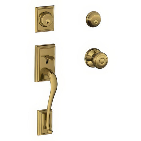 Schlage F62ADD609GEO antique brass double cylinder handleset