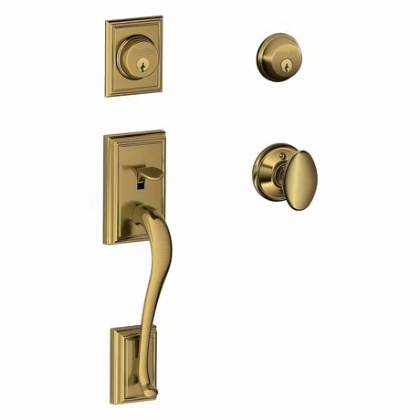 Schlage F62ADD609SIE antique brass double cylinder handleset