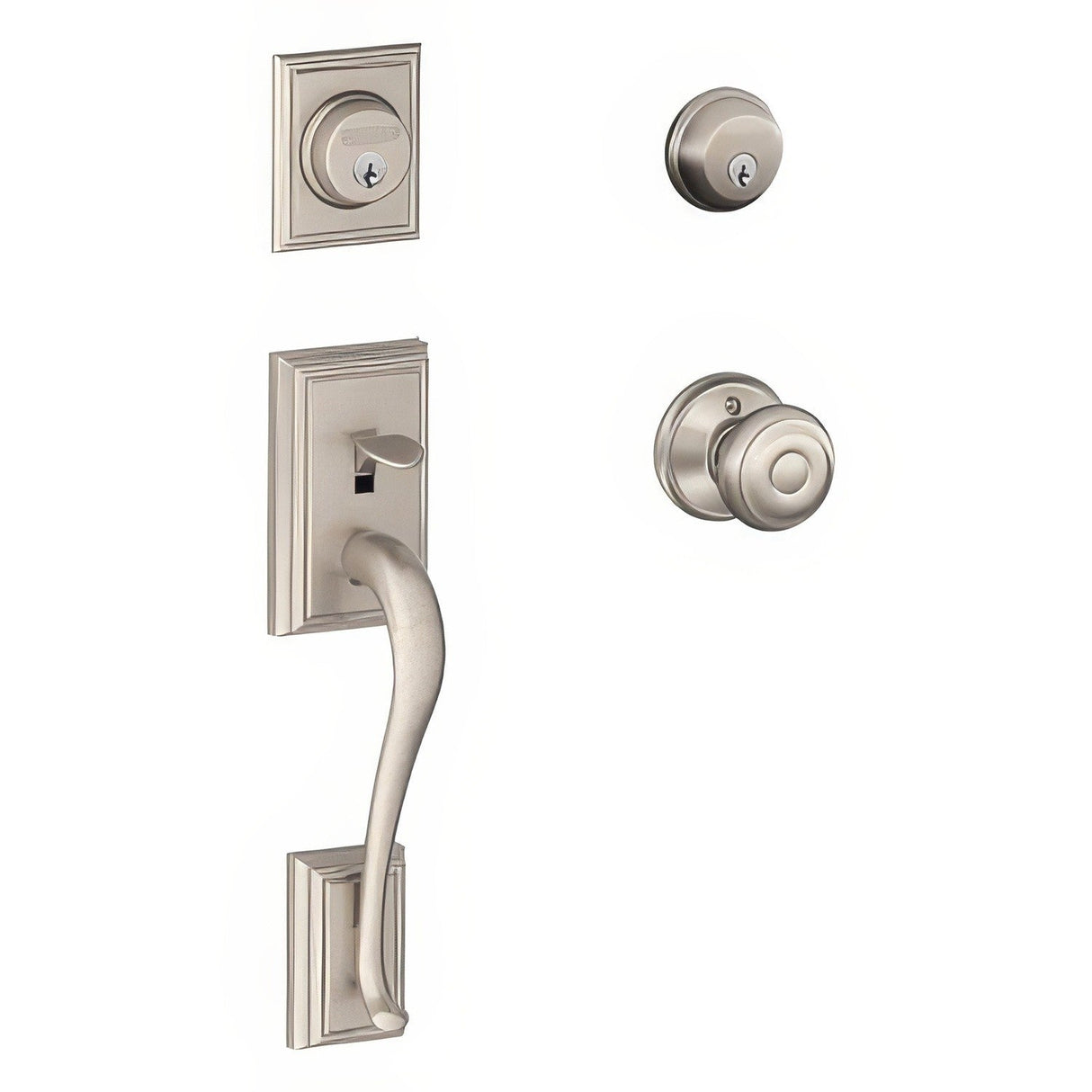Schlage F62ADD619GEO satin nickel double cylinder handleset
