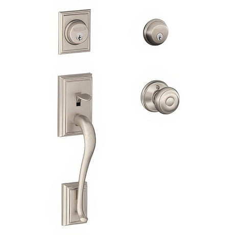Schlage F62ADD619GEO satin nickel double cylinder handleset