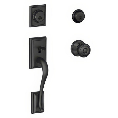 Schlage F62ADD622GEO matte black double cylinder handleset