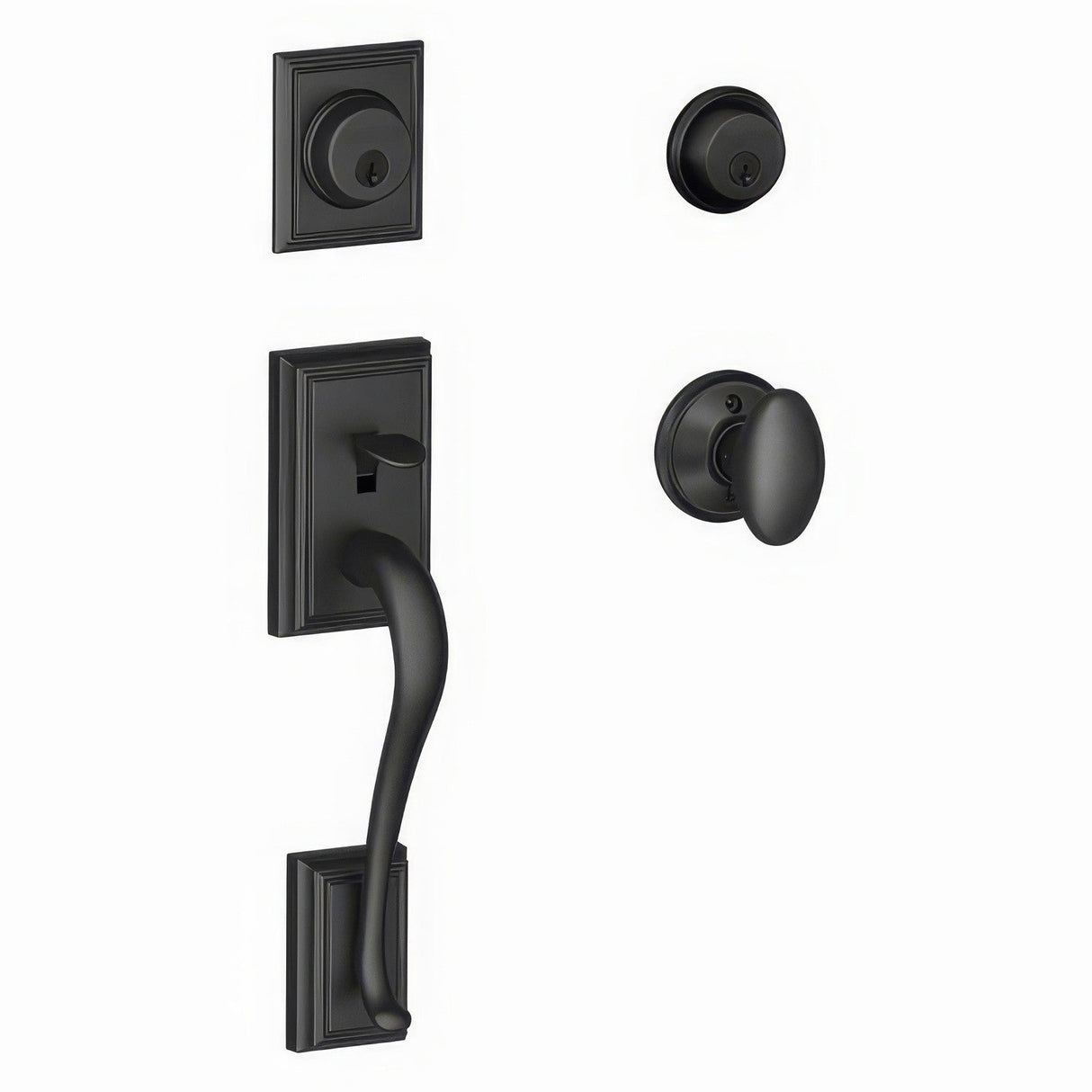 Schlage F62ADD622SIE matte black double cylinder handleset
