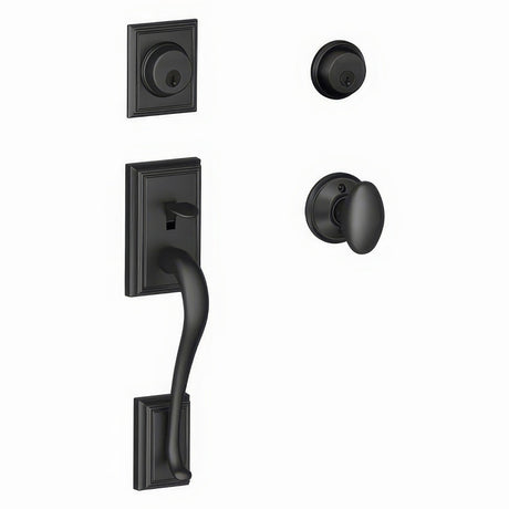 Schlage F62ADD622SIE matte black double cylinder handleset