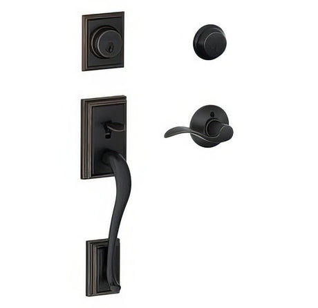 Schlage F62ADD716ACCRH aged bronze double cylinder handleset