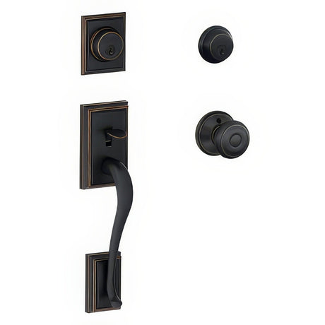 Schlage F62ADD716GEO aged bronze double cylinder handleset