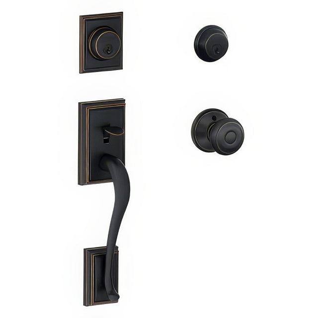 Schlage F62ADD716GEO aged bronze double cylinder handleset