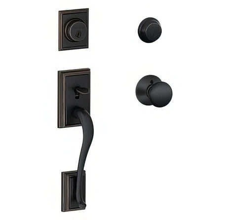 Schlage F62ADD716PLY aged bronze double cylinder handleset