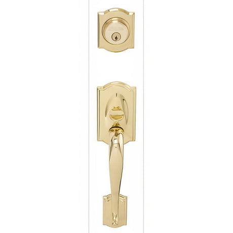 Schlage F62CAM605ORB polished brass double cylinder handleset