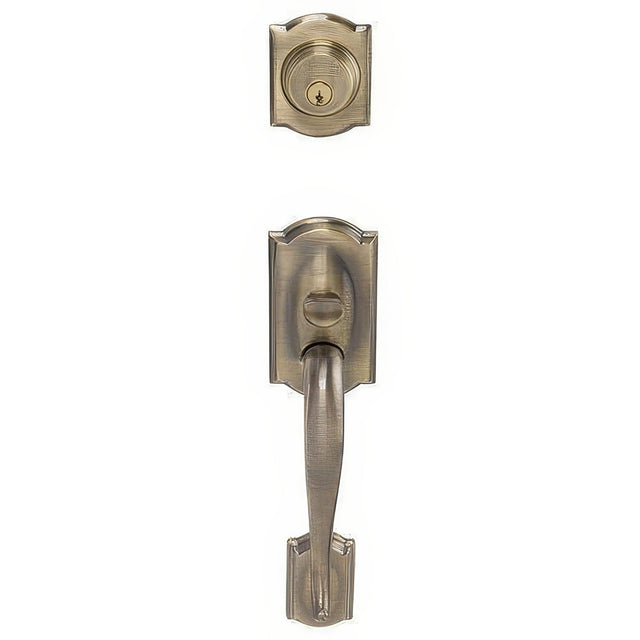 Schlage F62CAM609BEL antique brass double cylinder handleset