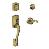 Schlage F62CAM609FLALH antique brass double cylinder handleset