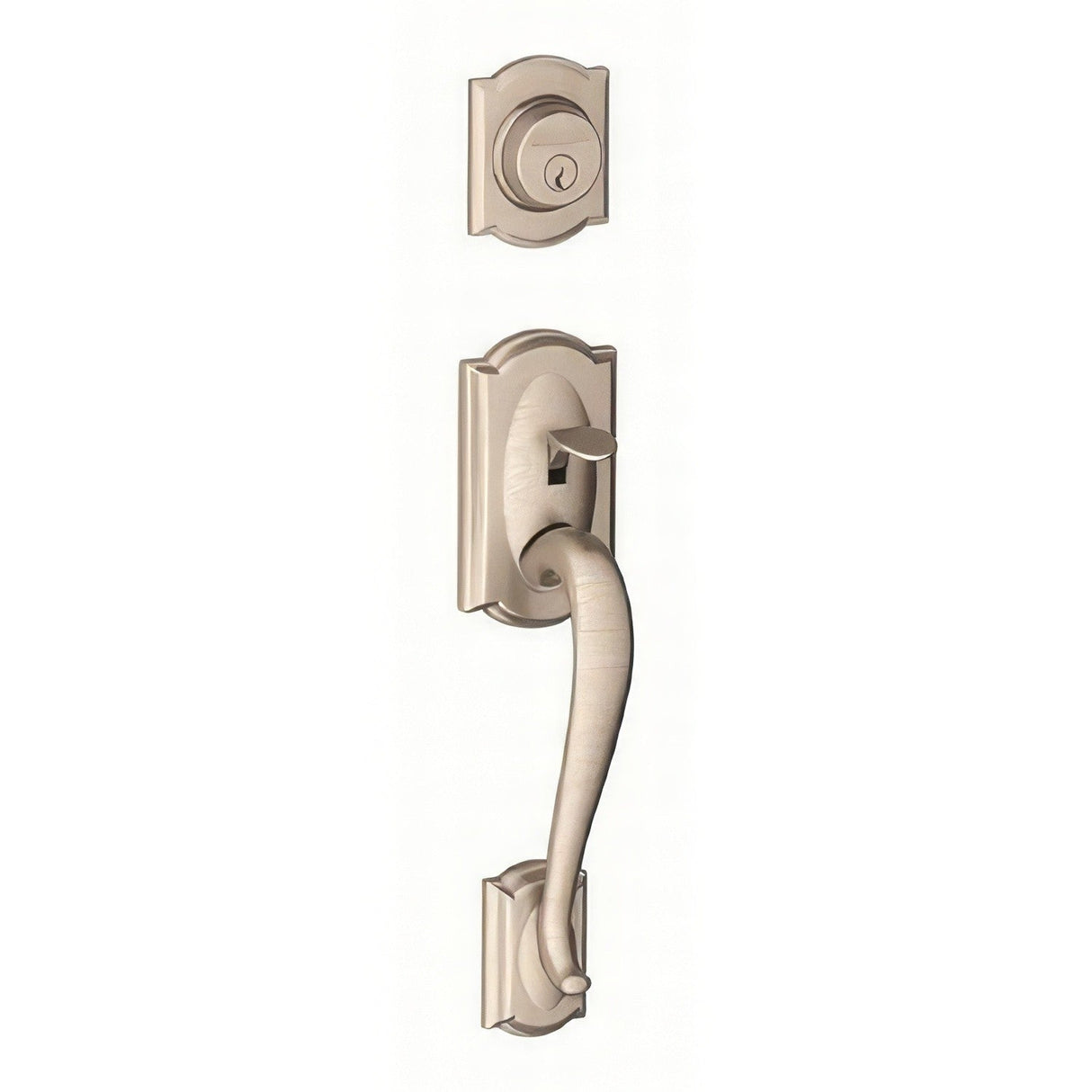 Schlage F62CAM619FLALH satin nickel double cylinder handleset
