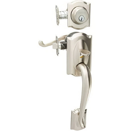 Schlage F62CAM619FLARH satin nickel double cylinder handleset