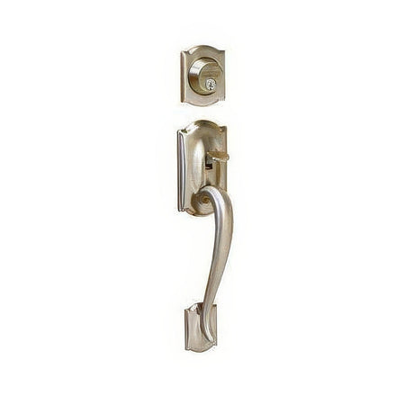 Schlage F62CAM619GEO satin nickel double cylinder handleset