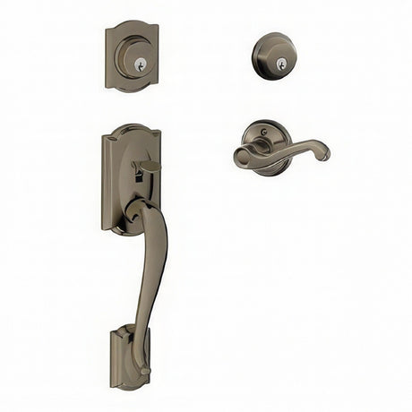 Schlage F62CAM620FLALH antique pewter double cylinder handleset