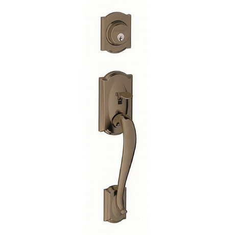 Schlage F62CAM620FLARH antique pewter double cylinder handleset